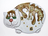 Настенные керамические часы "Белый котик"